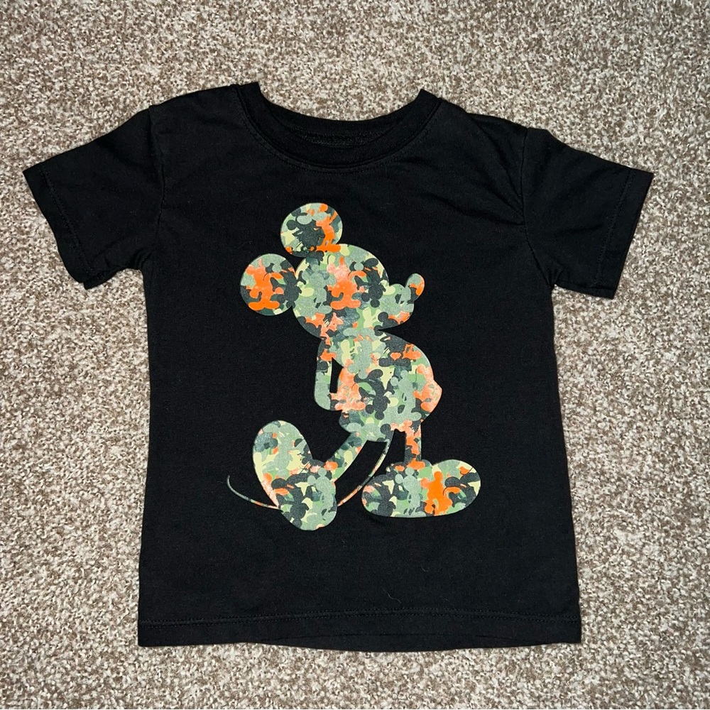 Disney Junior Mickey Black, Orange, & Green Camouflage Short Sleeve Size 2T